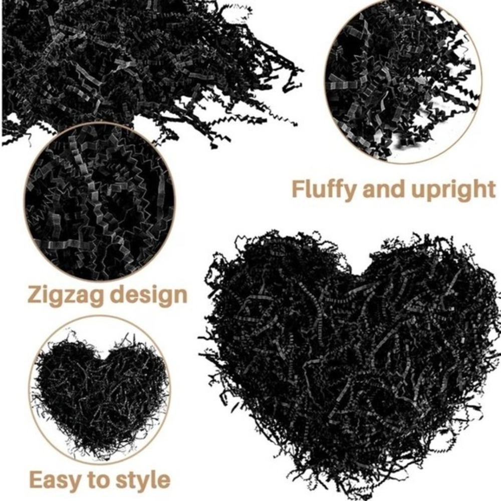 Sukh Black Crinkle Paper Filler 5oz Shredded Gift Confetti Stuffing
